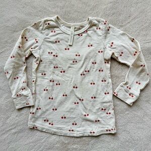 Cherry Print Cream long sleeve T-Shirt